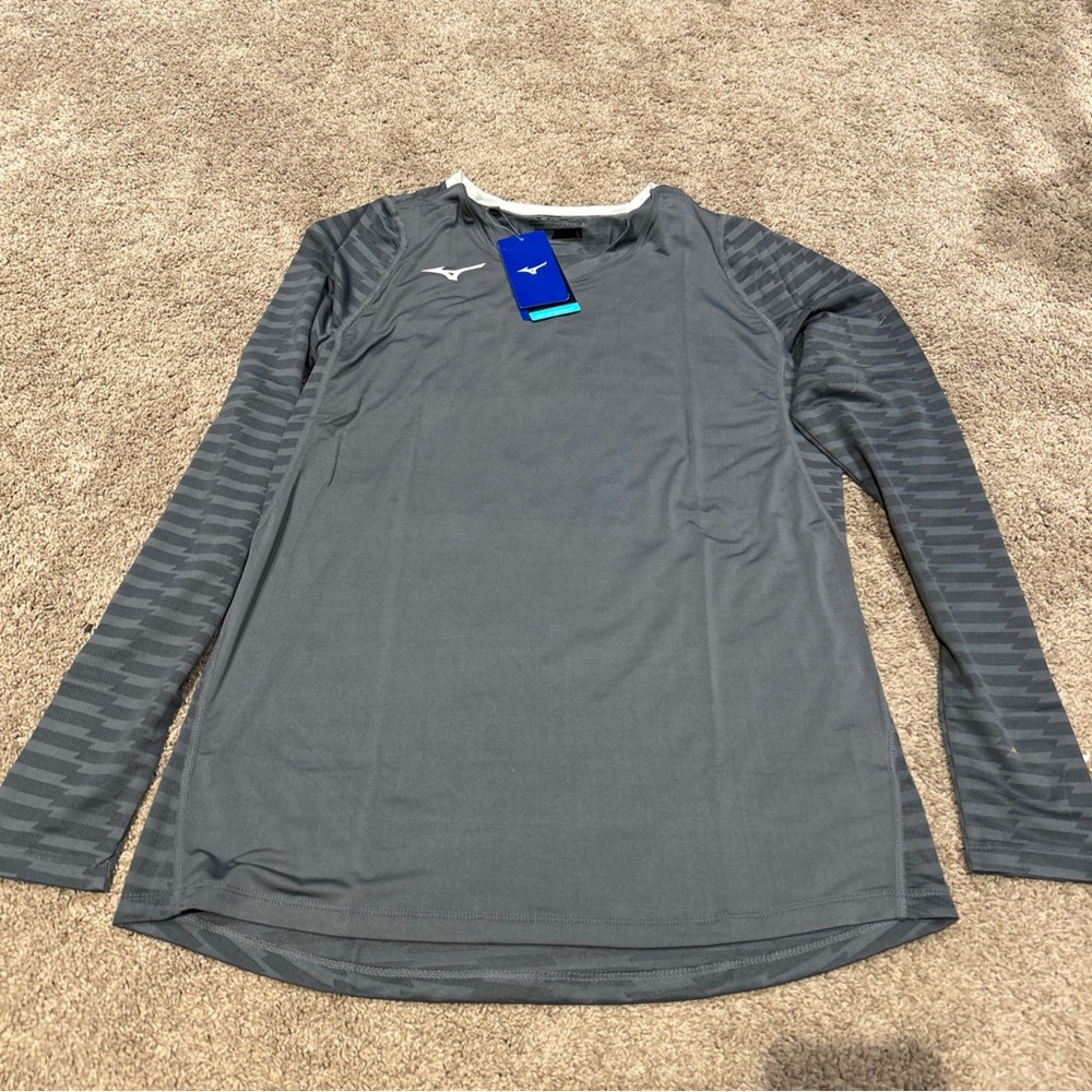 Mizuno Women's Gray and White Performance Athletic Shirt Large